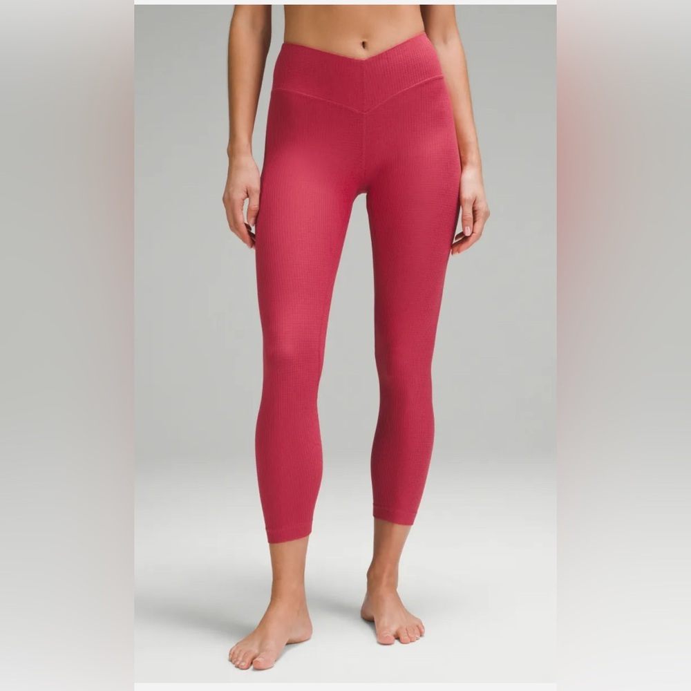 NWT Lululemon V-Waist Yoga Tight 25" Grid Texture Vintage Rose Size 4